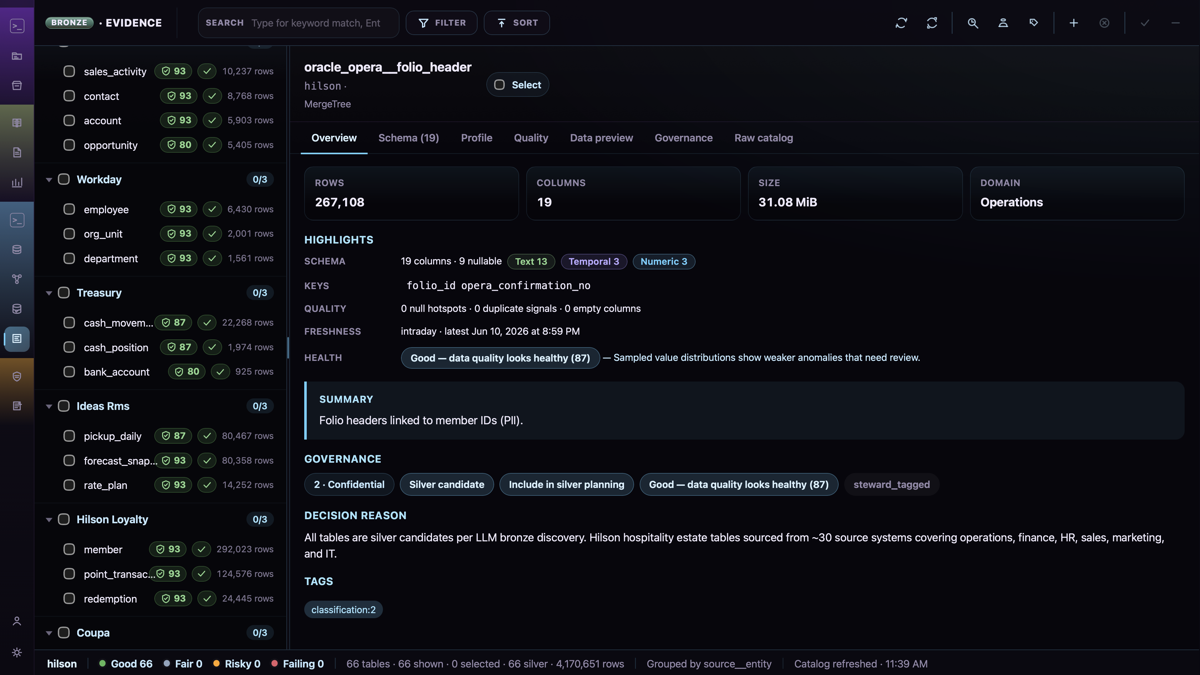 Raw data auto cataloging, profiling, metadata enriching and rating